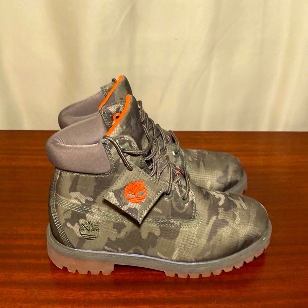Timberland Boots Green Camo Jacquard Ankle WP Premium Primaloft 200g size 4.5